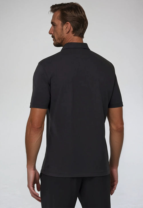 Black Polo Shirt with Zip