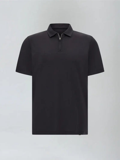 Black Polo Shirt with Zip