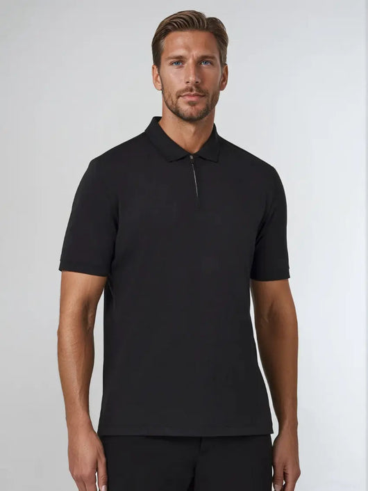 Black Polo Shirt with Zip
