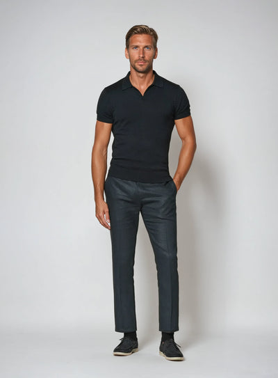 Buttonless Polo – Navy Blue