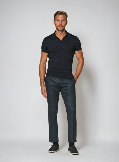Buttonless Polo – Navy Blue
