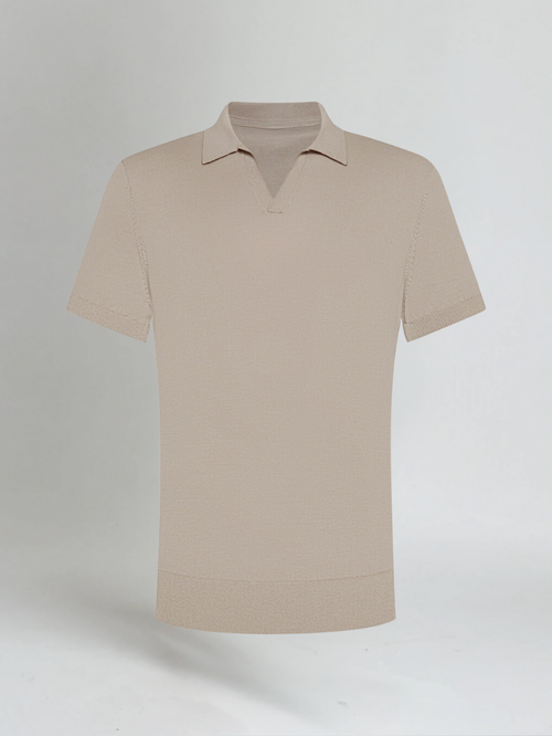 Buttonless Polo - Taupe