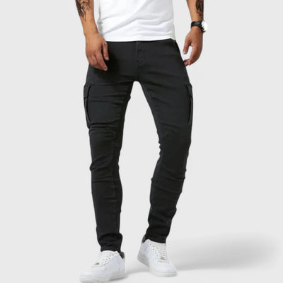 Slim fit trousers with reinforced seams and pockets