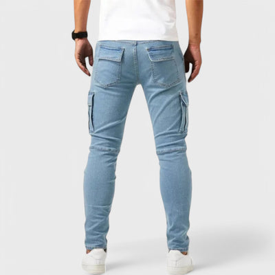 Slim fit trousers with reinforced seams and pockets