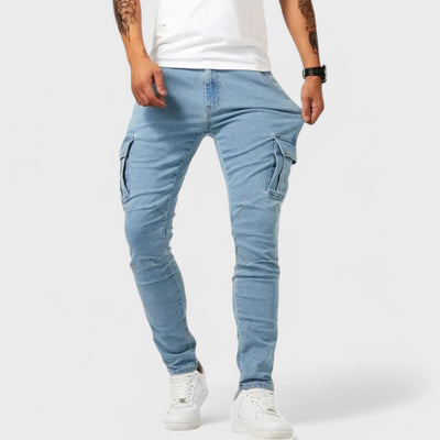 Slim fit trousers with reinforced seams and pockets