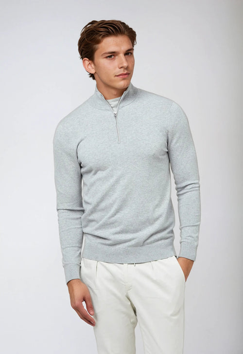 Half Zip Sweater – Light Grey