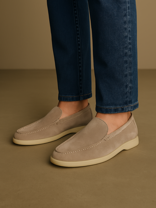 Suede Loafers – Sand Beige
